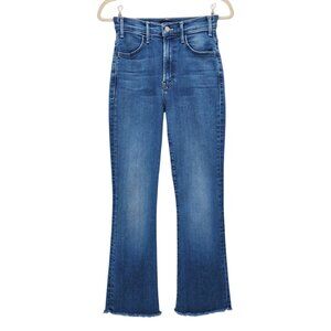 Mother Womens 24 Jeans The Hustler Flood Fray High Rise Flare Ankle Raw Hem